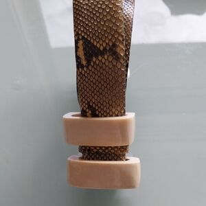 Miss Ellen Rith Levy NYC 80s Python Skin Belt with 2 Bone Disks